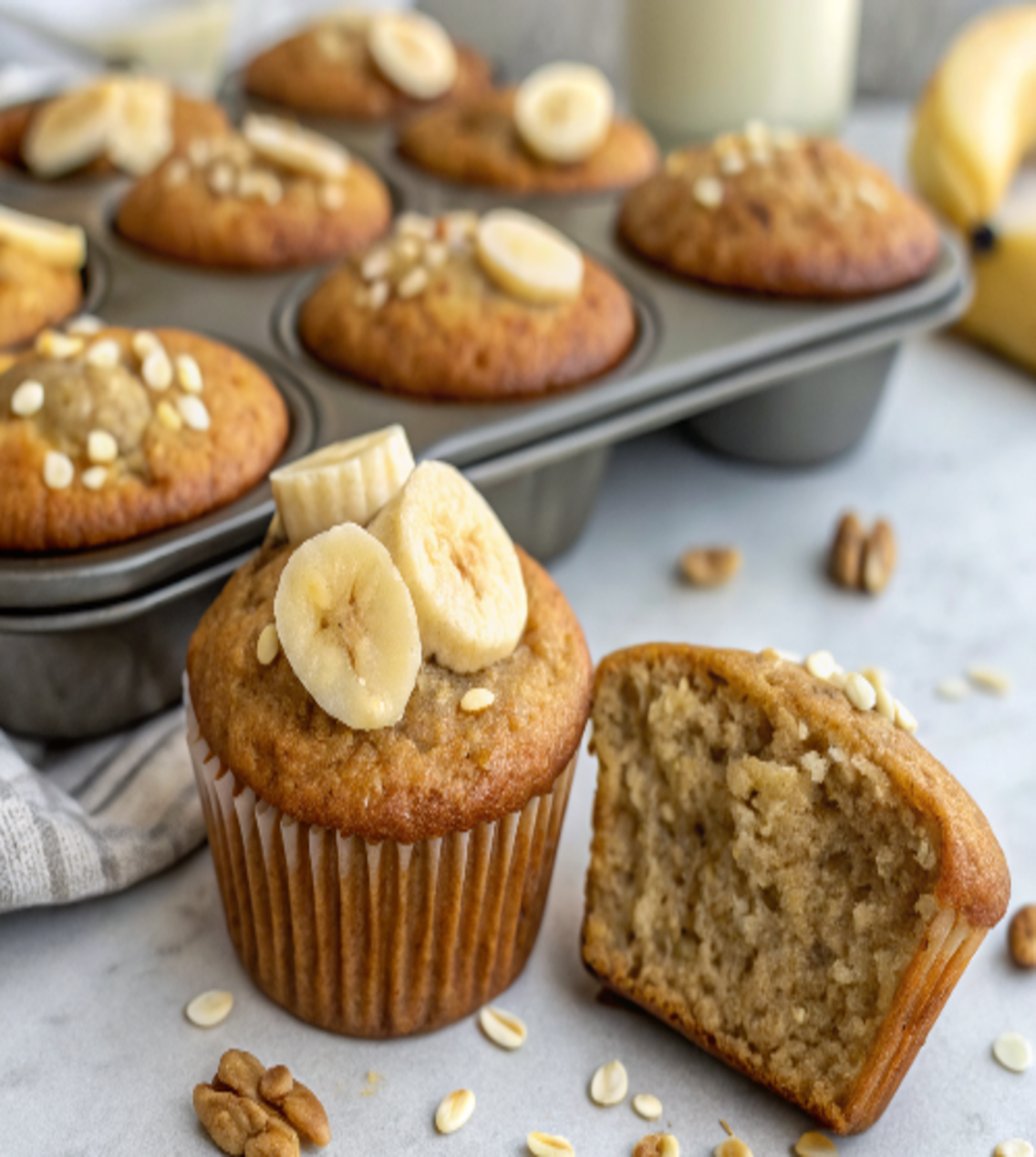 Healthy Banana Oatmeal Muffins (No Flour)