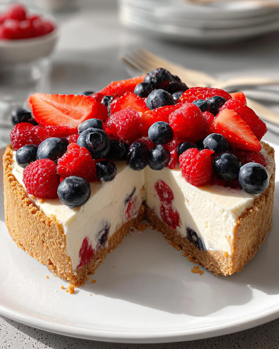 Triple Berry No-Bake Cheesecake
