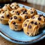 Frozen Greek Yogurt Peanut Butter Bites with Chocolate Chips close-up